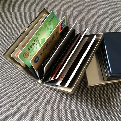 steel box card holder|protective metal credit card holder.